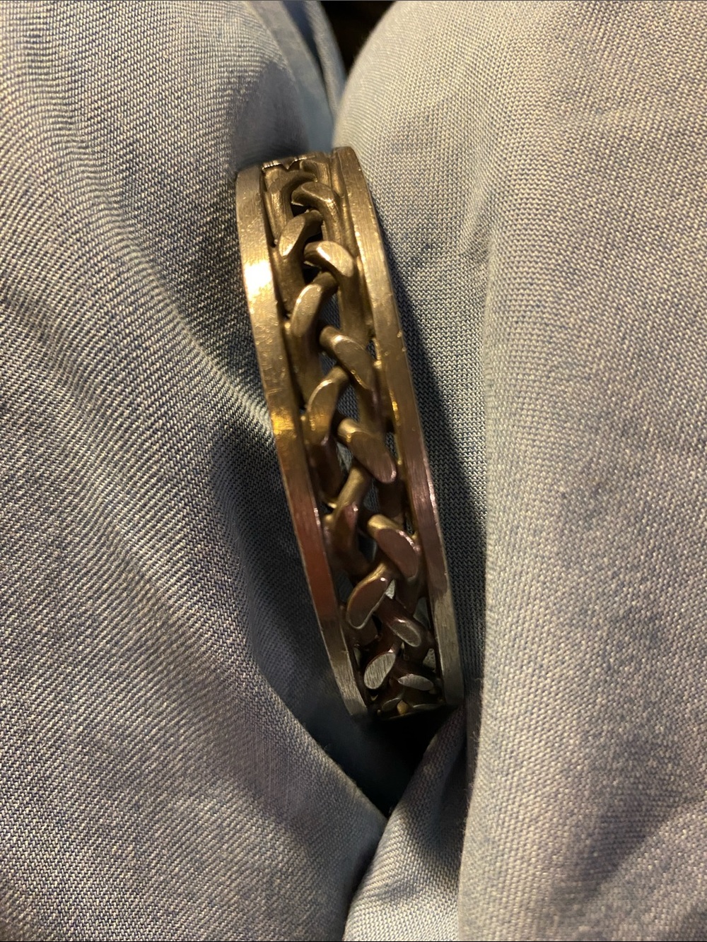 Danish Jorgen Jensen 1960’s Modernist Curb braided pewter bracelet - unisex 8”